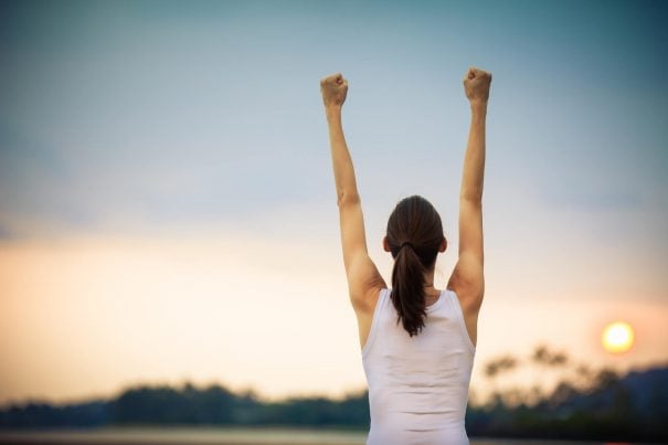 Proud woman, confident body language