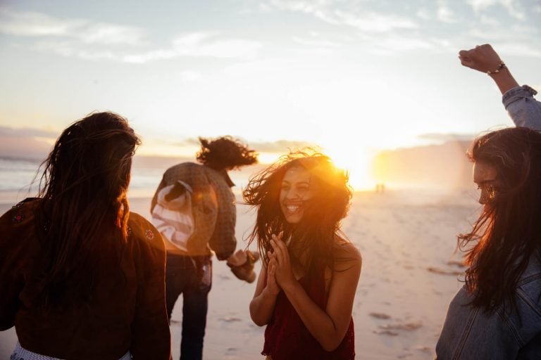 friends at beach, happy life