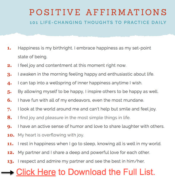 Screenshot infographic Positive Affirmations