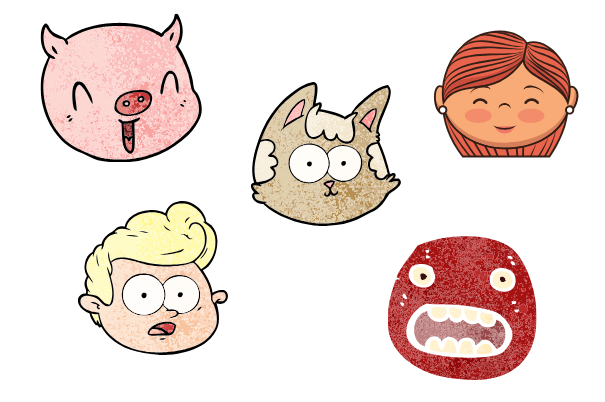 cartoon faces, easy things to draw