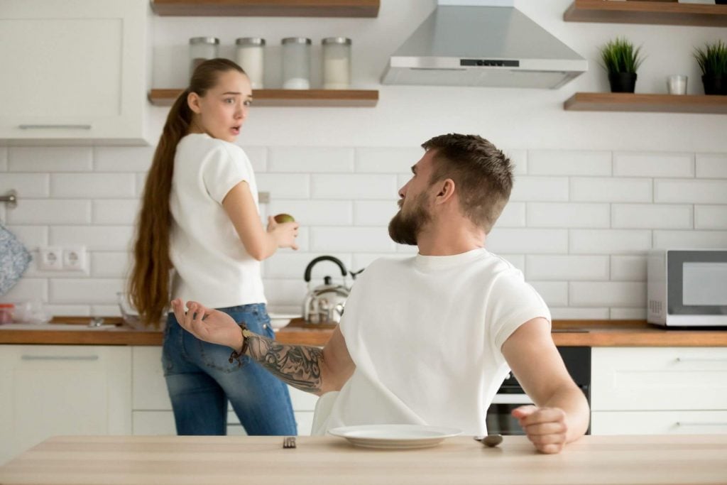 couple in kitchen arguing Signs of Controlling Men