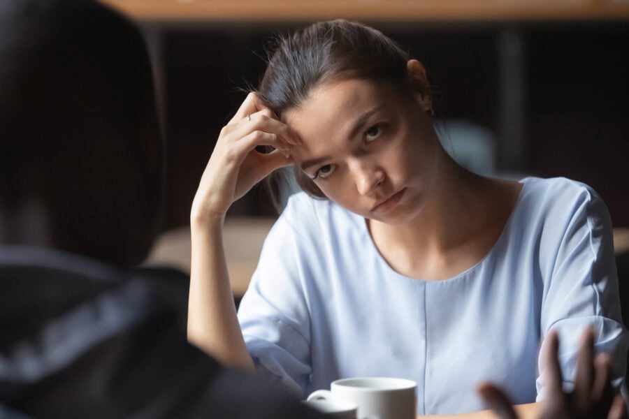 exasperated woman looking at man how to turn the tables on a gaslighter