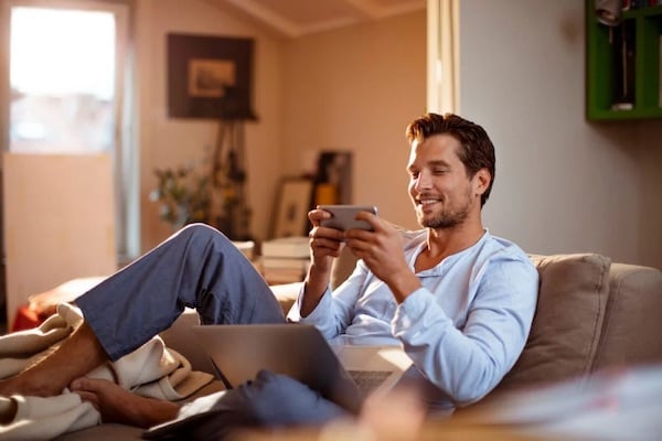 man reading on smart phone good morning paragraphs for him