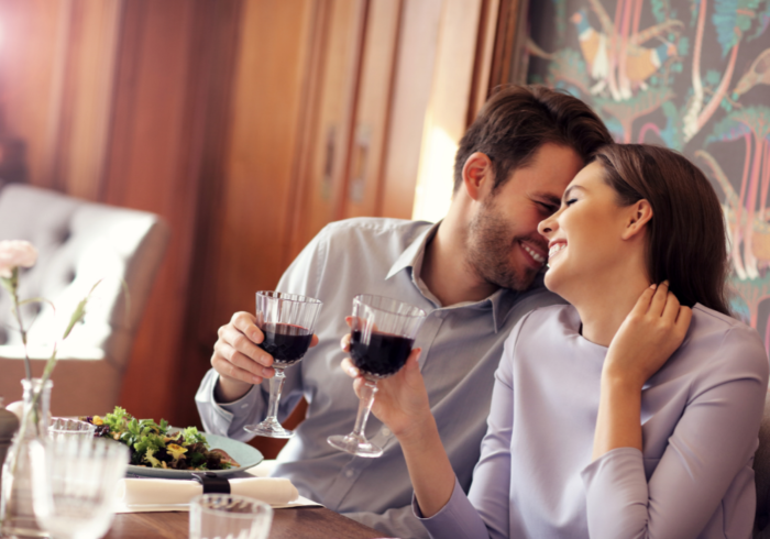 romantic couple drinking wine signs he will leave his wife foryou