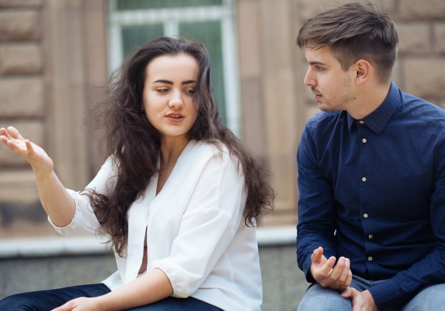 couple outside talking One-Sided Relationship