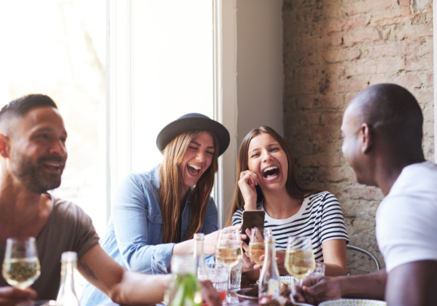 Friends Drinking Laughing Most confusing question