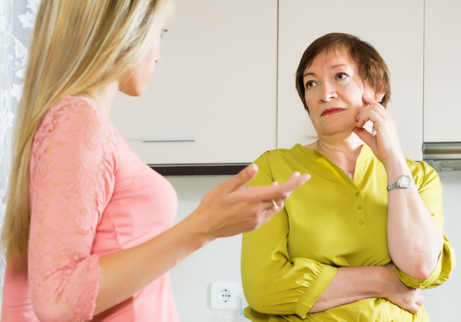 mother listening to her daughter toxic daughter signs