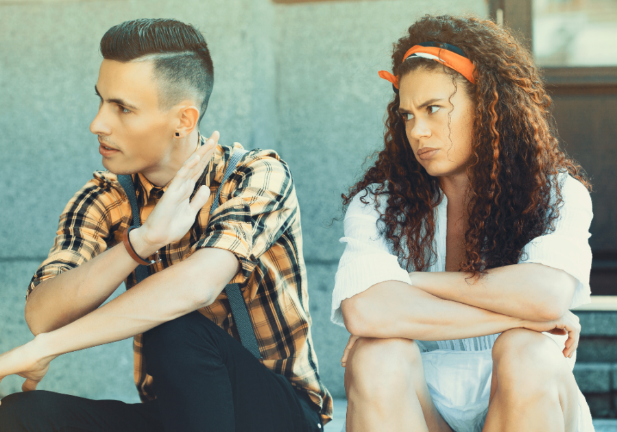 couple sitting together man refusing to talk why do narcissists lie chronically