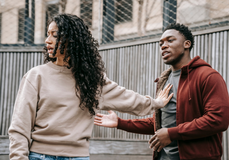 woman pushing man away How to Make a Narcissist Respect You