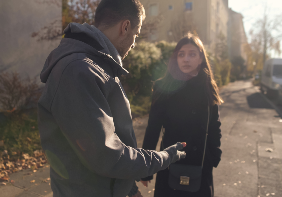 couple talking oustide in winter How to Get Over Someone You Love