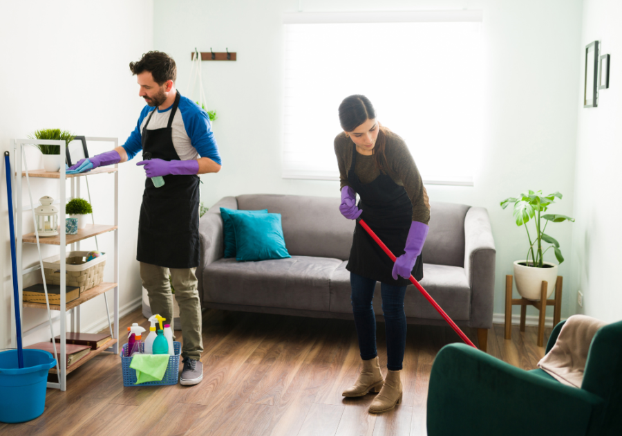 couple cleaning house together compromise in a relationship