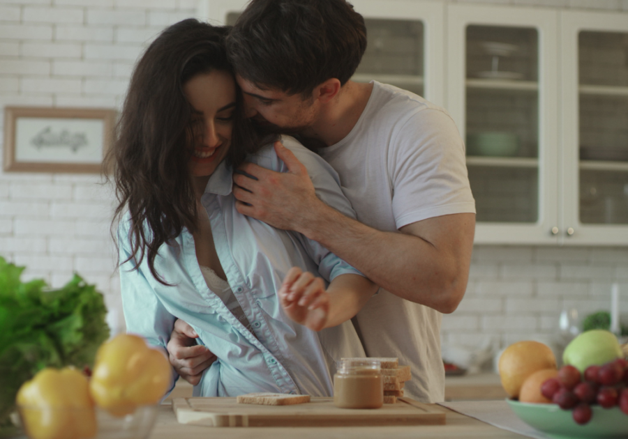 couple hugging in kitchen make him miss you