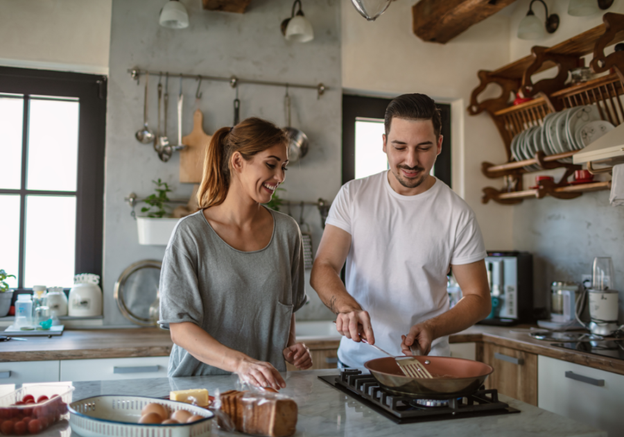 couple in kitchen working together foundation of a relationship