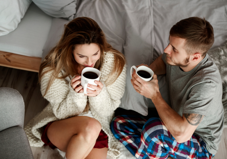 couple having coffee in bed Open Marriage Rules