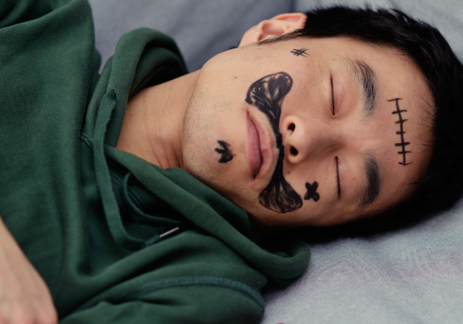 man sleeping with ink drawing on face pranks to do on your boyfriend