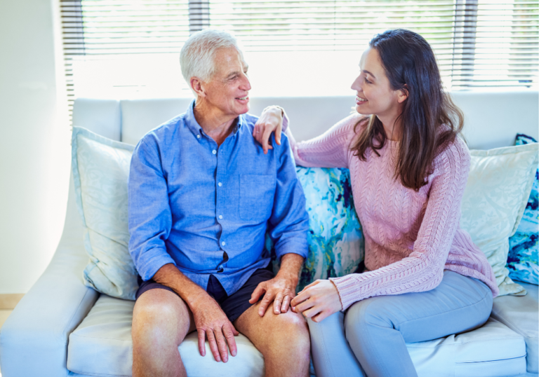 older man sitting my daughter how to show respect