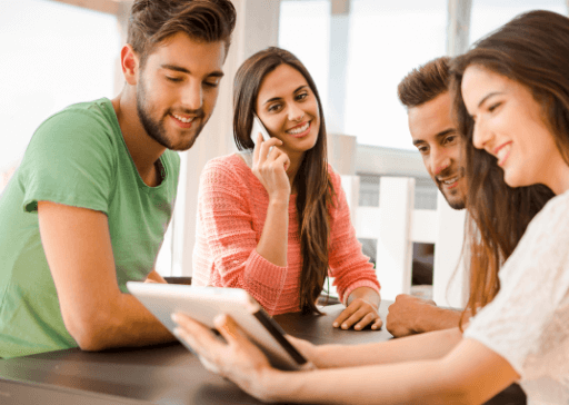 close friends watching something in the tablet together blue personality type